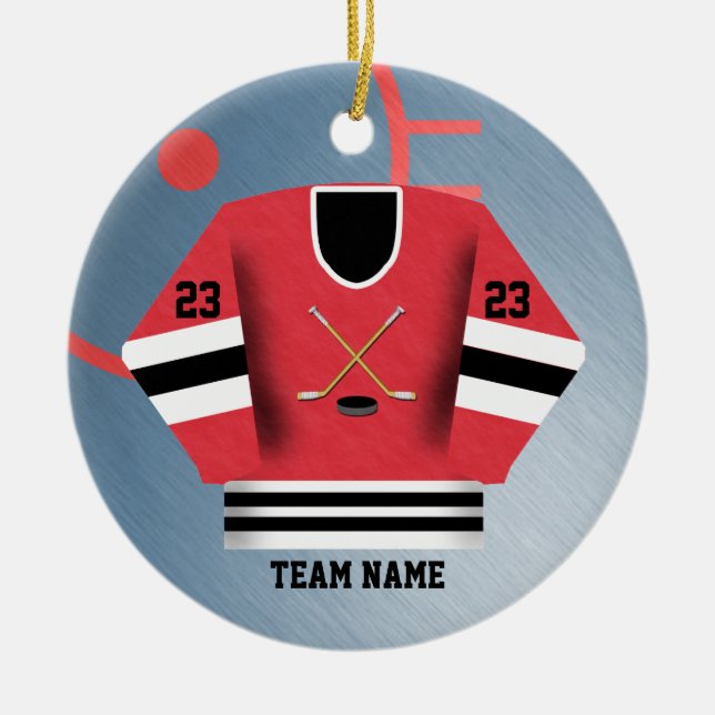 Hockey-Spieler-Jersey-Verzierung Keramik Ornament (Vorne)