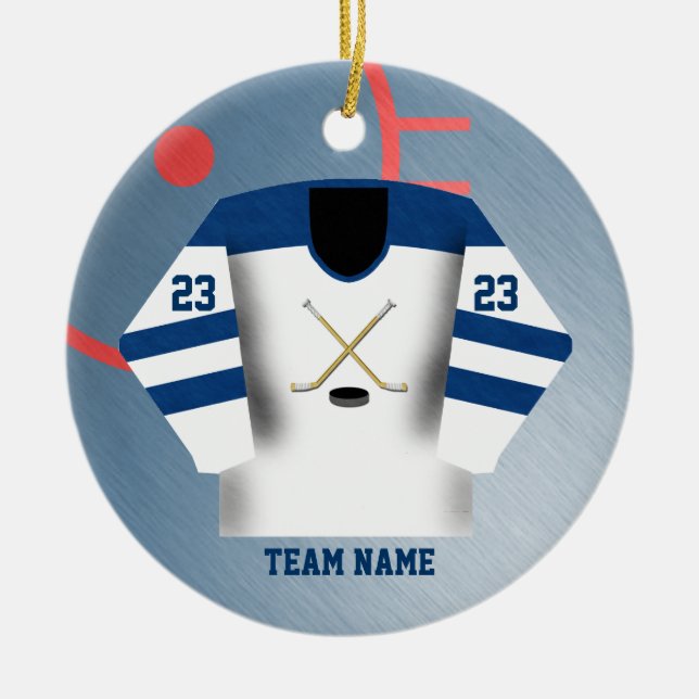 Hockey-Spieler-Jersey-Verzierung Keramik Ornament (Vorne)