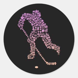 Hockey-Spieler-Symbol Hockey-Spieler-Ausrüstung _ Runder Aufkleber