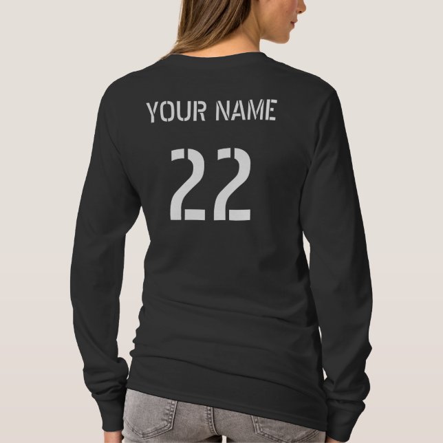 Hockey-Spieler-Typografie-T-Shirt mit Namen u. T-Shirt (Rückseite)