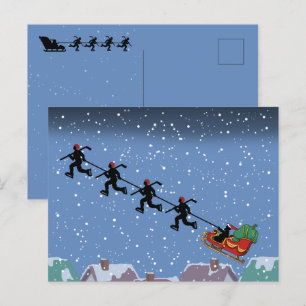 Hockey-Spieler ziehen Schlittenfalzkarte Postkarte