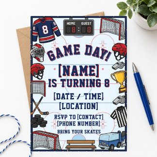 Hockey-Spieltag 8. Geburtstag Jungen Eishockey-Par Einladung