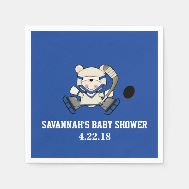 Hockey Sports Polar Bear Custom Party Napkin Serviette (Vorderseite)