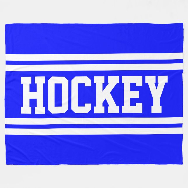 HOCKEY Sporty Bold Royal Blue White Hockey Stripes Fleecedecke (Vorderseite (Horizontal))