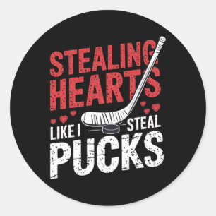 Hockey stehlen wie ich Puck Valentine stehlen Runder Aufkleber