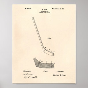Hockey Stick 1901 Patentkunst - Altes Papier Poster
