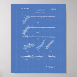Hockey Stick 1935 Patentzeichnung - Blaupause Poster