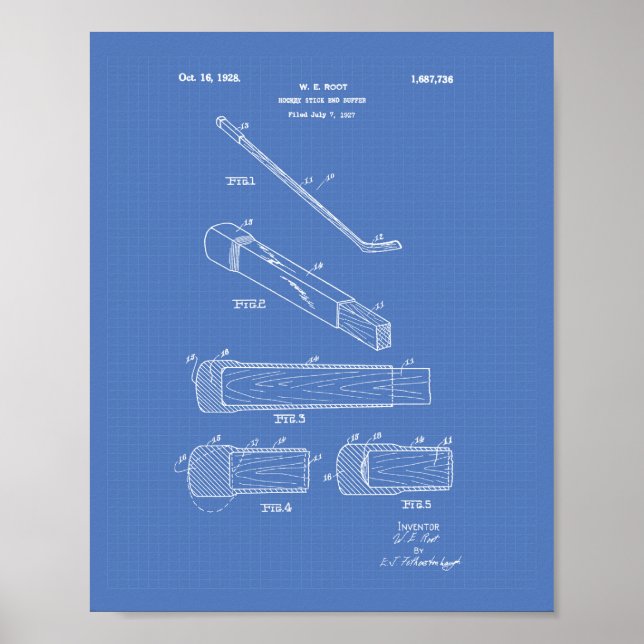 Hockey Stick End Buffer 1927 - Blueprint Poster (Vorne)