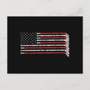 Hockey Stick USA Flag Flag Hockey Player Feiertagspostkarte