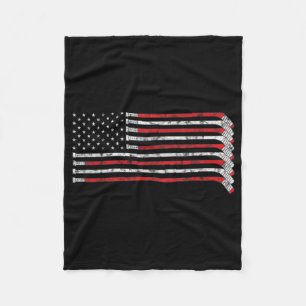 Hockey Stick USA Flag Flag Hockey Player Fleecedecke