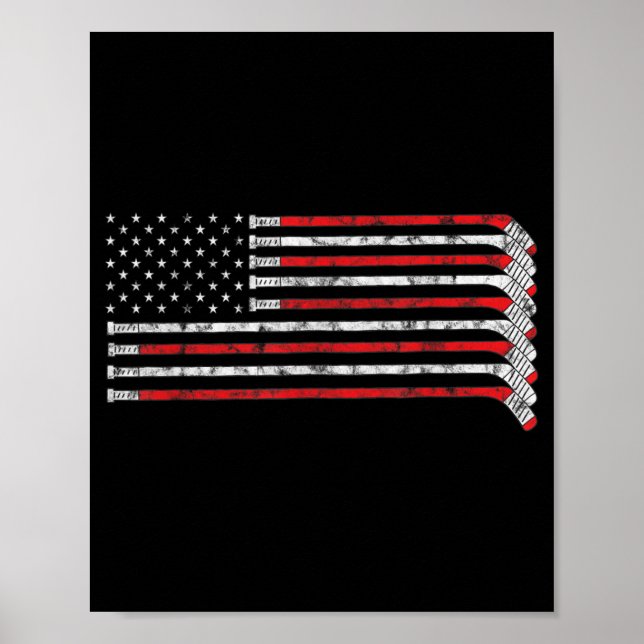 Hockey Stick USA Flag Flag Hockey Player Poster (Vorne)