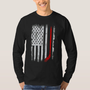 Hockey Stick Usa Flag verblasste Patriotic Hockey T-Shirt