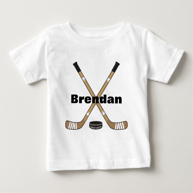 Hockey Sticks Baby Säugling Personalisiert Baby T-shirt (Vorderseite)