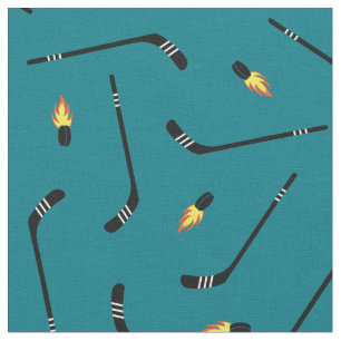 Hockey Sticks Flaming Pucks Sport Aquamarin Stoff