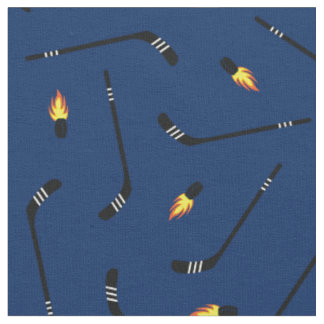 Hockey Sticks Flaming Pucks Sport Navy Blau Stoff
