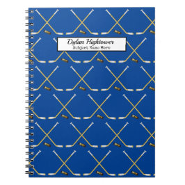 Hockey Sticks | MVP Puck Pattern Blauer Name Thema Notizblock