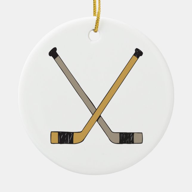 Hockey-Stöcke Keramik Ornament (Vorne)