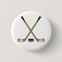 Hockey-Stöcke und Kobold Pinback Aufflackern