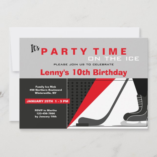 Hockey-Thema Einladung (Vorderseite)