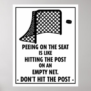 Hockey Themed Bad Peeing on Seat Poster