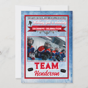 Hockey-Themen-Weihnachtskarte mit 1 Foto Einladung
