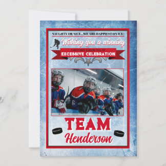 Hockey-Themen-Weihnachtskarte mit 1 Foto Einladung