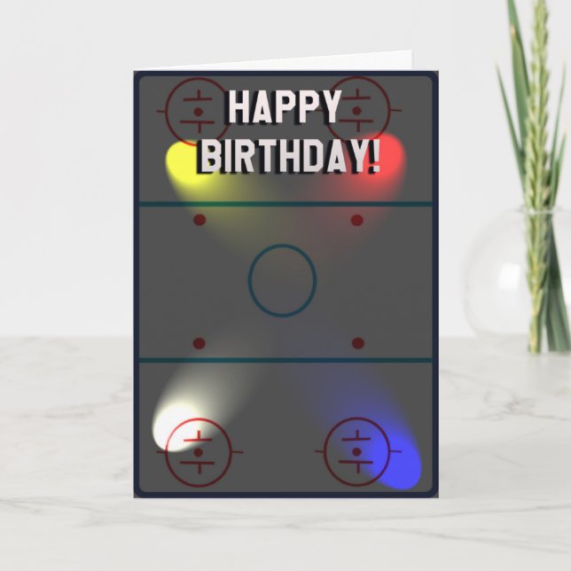 Hockey-themenorientierte Geburtstags-Karte Karte (Vorderseite)