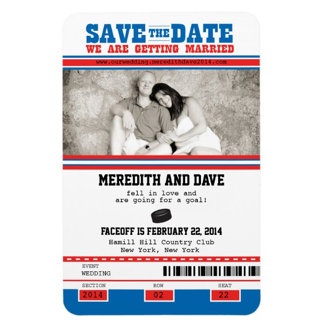 Hockey Ticket Foto Save the Date Magnet (Vertikal)