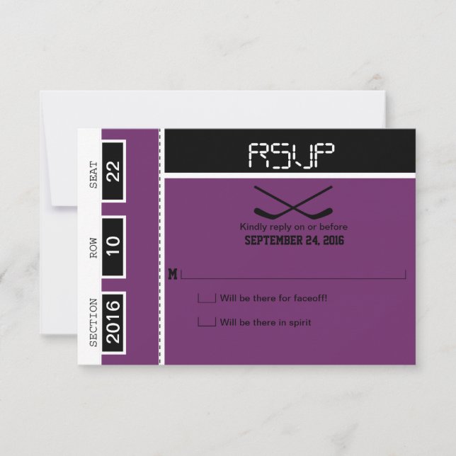 Hockey Ticket Wedding RSVP (Vorderseite)