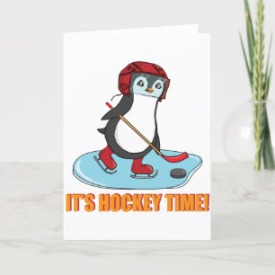 Hockey Time - Niedlicher Pinguin-Eishockey Feiertagskarte