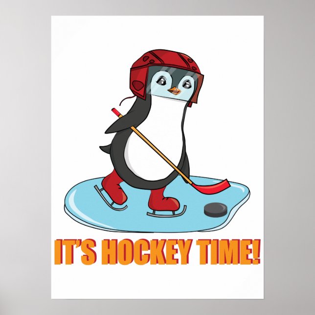 Hockey Time - Niedlicher Pinguin-Eishockey Poster (Vorne)
