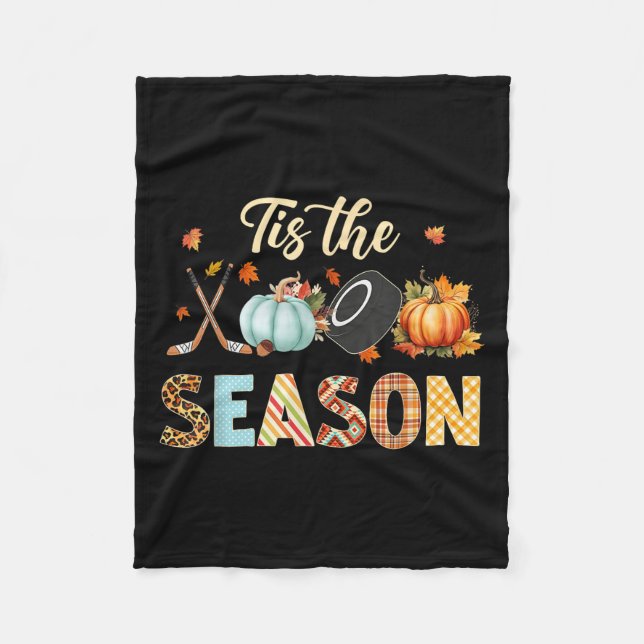 Hockey Tis The Season Pumpkin Herbst Thanksgi Fleecedecke (Vorderseite)
