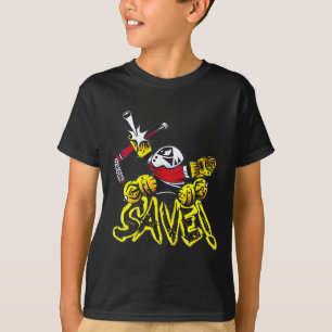 Hockey-Torhüter-Rettungslogo mit kleinen Rettungen T-Shirt