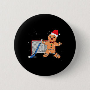 Hockey Torwart Ingwerbrot Torwart Lustiger Weihnac Button