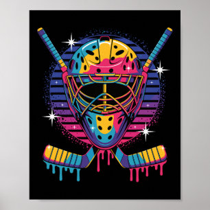 Hockey-Torwart-Maske tropfende Farbe Vaporwave-Tro Poster