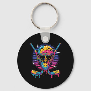 Hockey-Torwart-Maske tropft Farbe Vaporwave-Tropf  Schlüsselanhänger