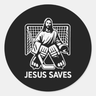 Hockey Torwart Torhüter Jesus rettet christlichen  Runder Aufkleber