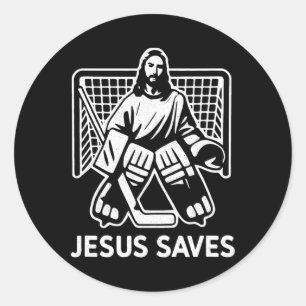 Hockey Torwart Torhüter Jesus rettet christlicher Runder Aufkleber
