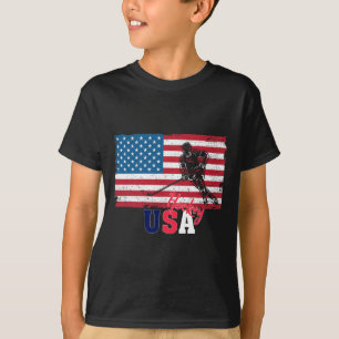 Hockey Torwart USA-Flagge Hockeyschläger Eishockey T-Shirt