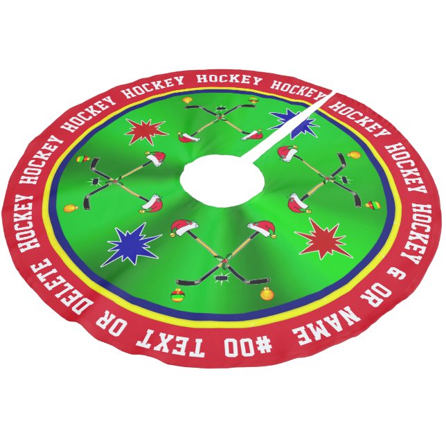 Hockey Tree Skirt, Hockey Weihnachtsdekorationen Polyester Weihnachtsbaumdecke (Schrägansicht)