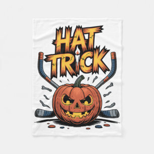 Hockey-Trick Halloween Gruseliger Kürbis Eishockey Fleecedecke