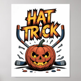 Hockey-Trick-Halloween-gruseliger Kürbis-Eishockey Poster