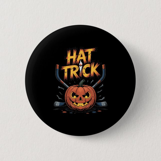 Hockey Trick Halloween Soky Pumpkin Ice Hockey Hal Button (Vorderseite)