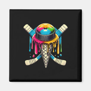 Hockey-Tropfsticks tropfende Retro-Eiscreme Hockey Magnet
