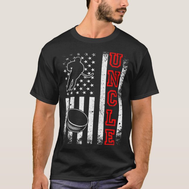 Hockey Uncle American Flag Hockey T-Shirt (Vorderseite)