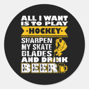 Hockey und Feldhockey – Hockey und Bier-Design F Runder Aufkleber