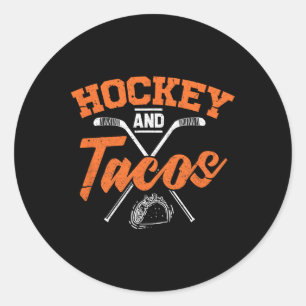 Hockey und Tacos Fun Ice Hockey Player Geschenk Runder Aufkleber