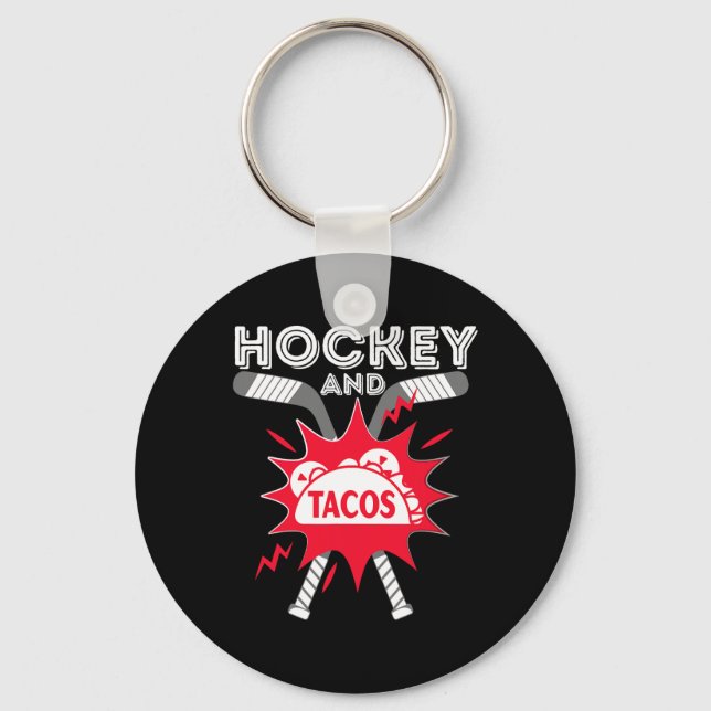 Hockey und Tacos - Fun Ice Hockey Player Gift Hock Schlüsselanhänger (Vorderseite)