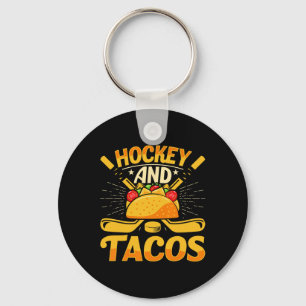 Hockey und Tacos Lustiger Eishockeyliebhaber Jugen Schlüsselanhänger