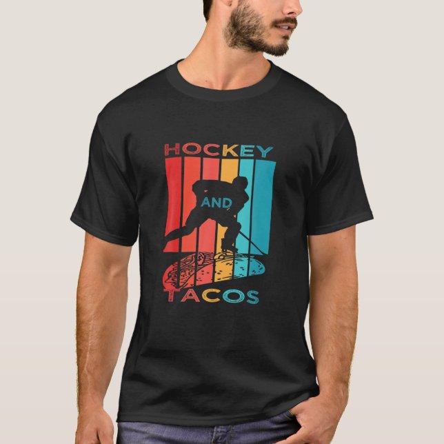 Hockey und Tacos Vintag Retro-Neuheit T-Shirt (Vorderseite)